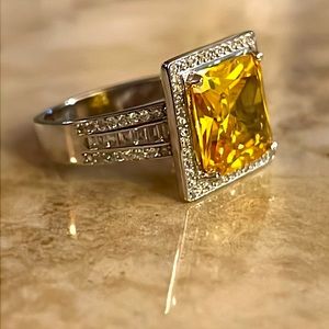 Yellow Cubic Zirconia Ring